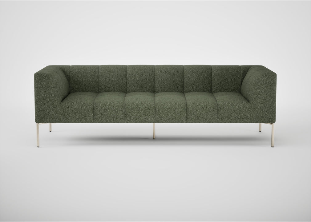 Quadro 4 Seater Sofa Loop Boucle Forest / Stainless Steel