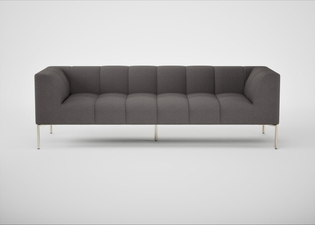 Quadro 4 Seater Sofa Loop Boucle Granite / Stainless Steel