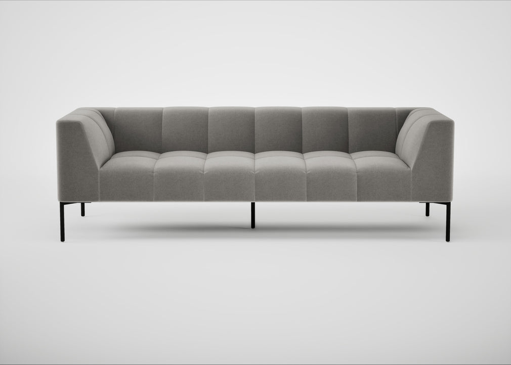Quadro 4 Seater Sofa Nobilis Velvet Dolphin / Black