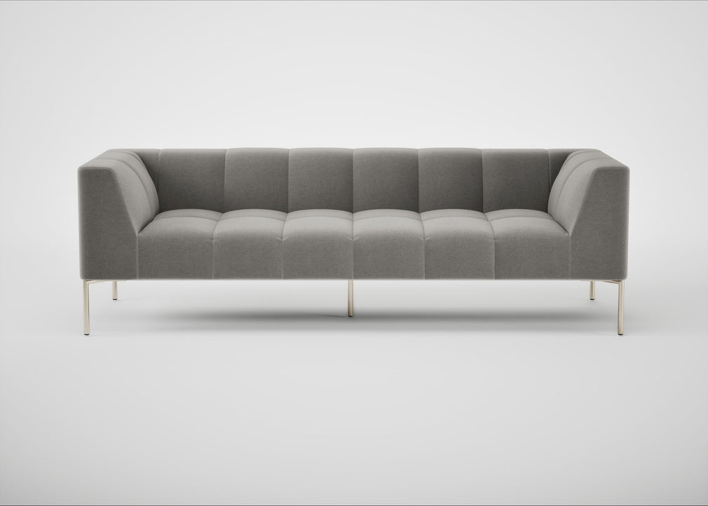 Quadro 4 Seater Sofa Nobilis Velvet Dolphin / Stainless Steel