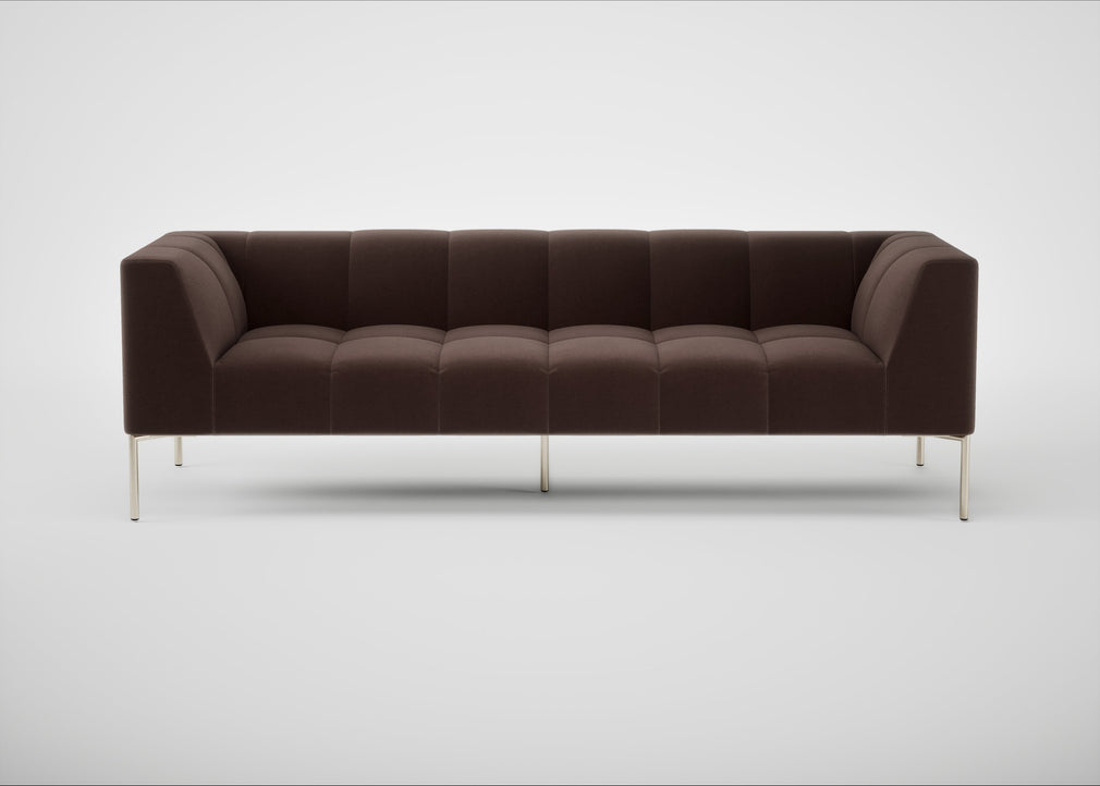 Quadro 4 Seater Sofa Nobilis Velvet Espresso / Stainless Steel