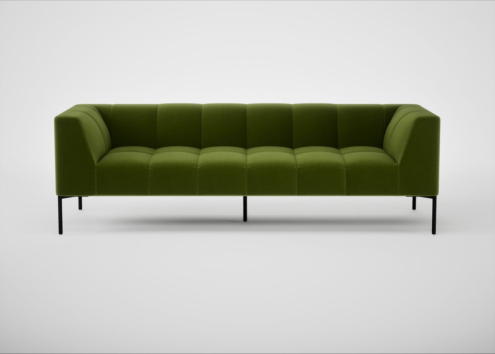 Quadro 4 Seater Sofa Nobilis Velvet Leaf / Black