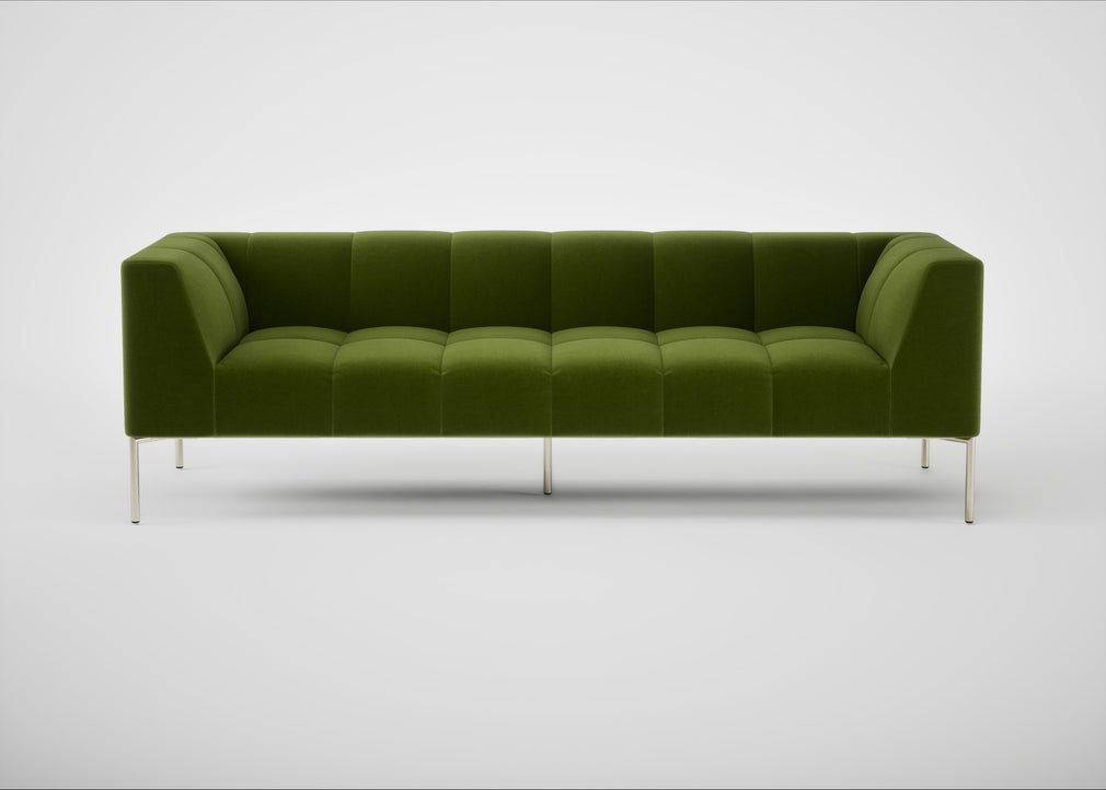 Quadro 4 Seater Sofa Nobilis Velvet Leaf / Stainless Steel