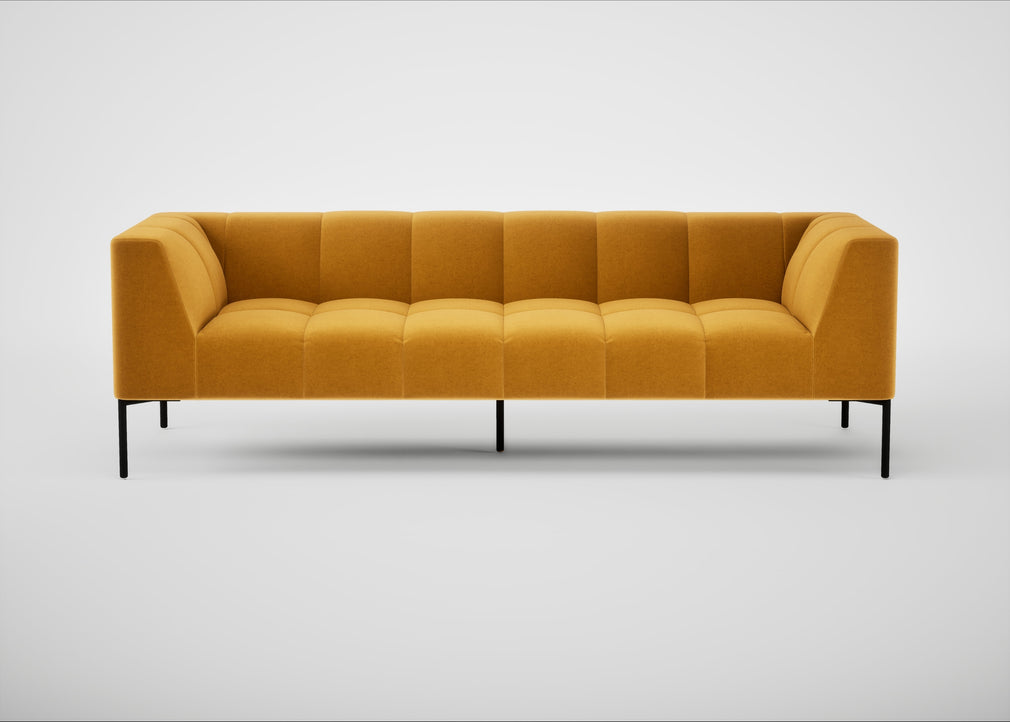 Quadro 4 Seater Sofa Nobilis Velvet Mustard / Black