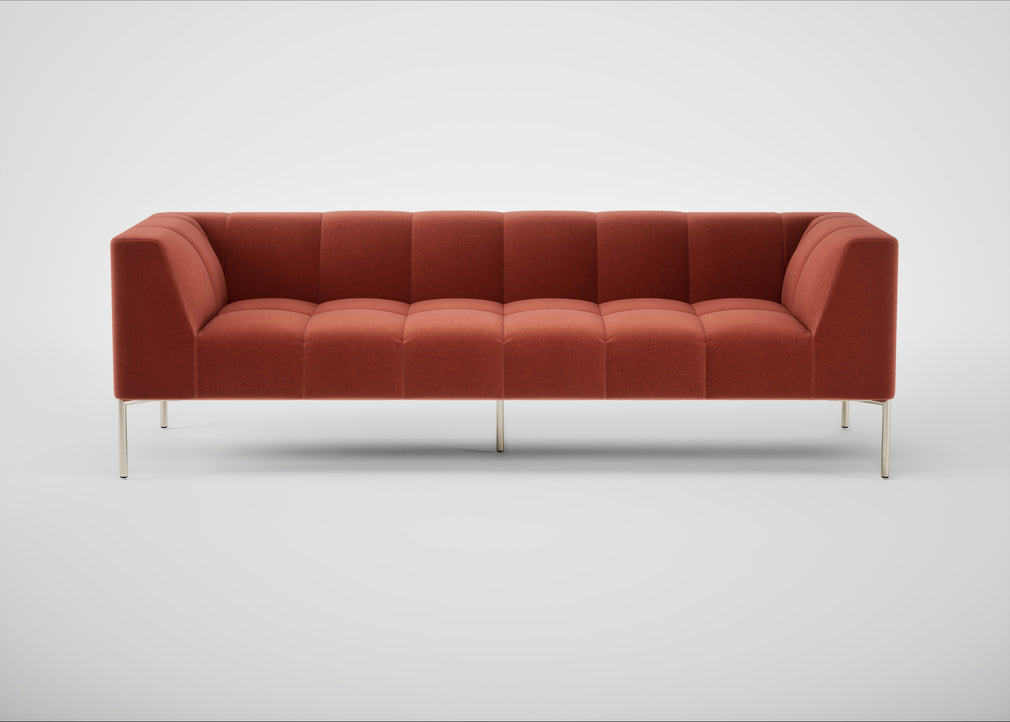 Quadro 4 Seater Sofa Nobilis Velvet Rust / Stainless Steel
