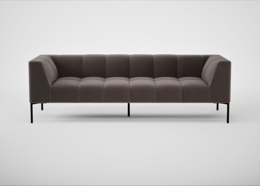 Quadro 4 Seater Sofa Nobilis Velvet Sable / Black