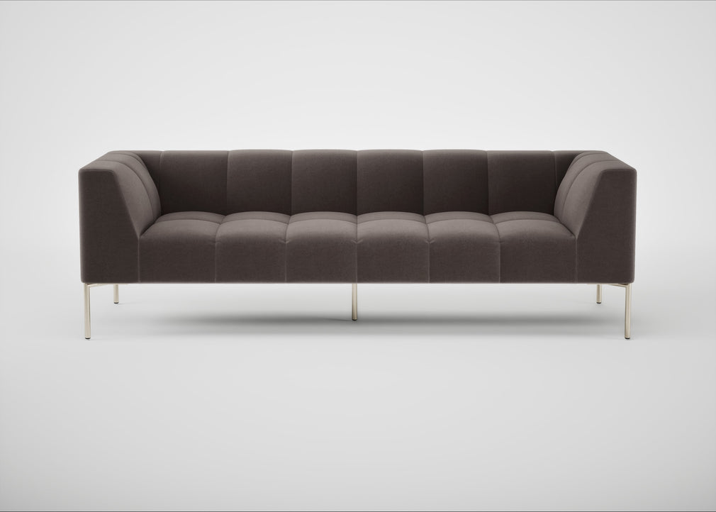 Quadro 4 Seater Sofa Nobilis Velvet Sable / Stainless Steel
