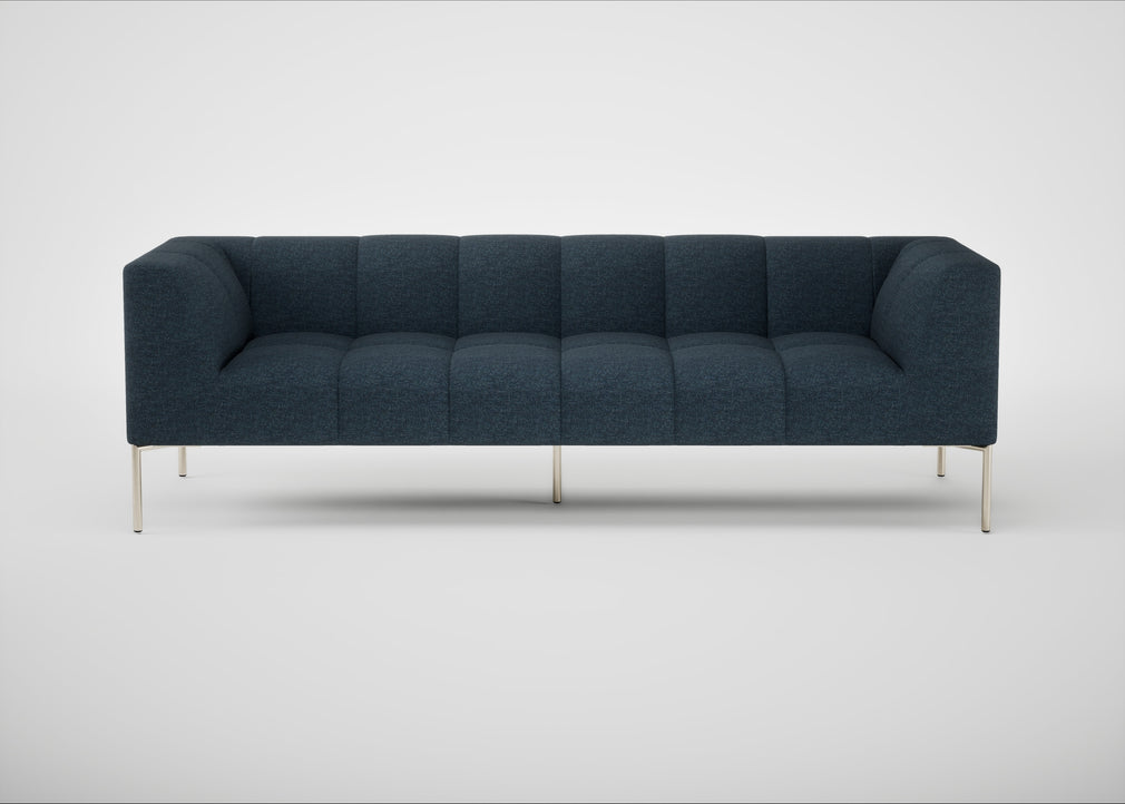 Quadro 4 Seater Sofa Siena Cotton Deep Sea / Stainless Steel