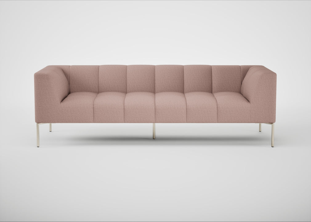 Quadro 4 Seater Sofa Siena Cotton Dusky Pink / Stainless Steel