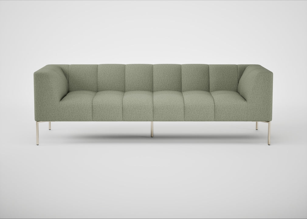 Quadro 4 Seater Sofa Siena Cotton Pistachio / Stainless Steel