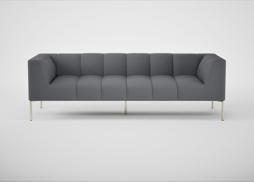 Quadro 4 Seater Sofa Siena Cotton Shale Grey / Stainless Steel