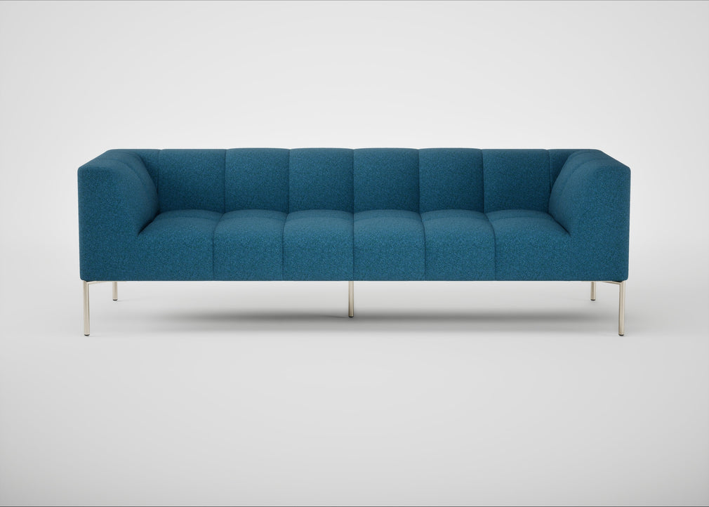 Quadro 4 Seater Sofa St Moritz Wool Blue / Stainless Steel