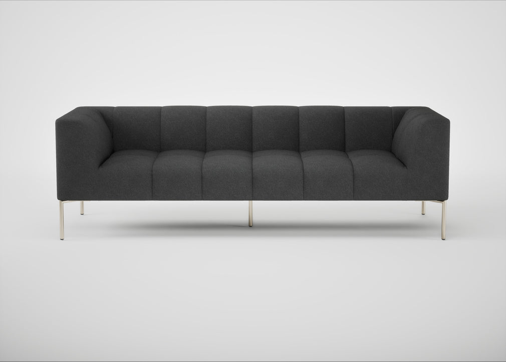 Quadro 4 Seater Sofa St Moritz Wool Grey / Stainless Steel
