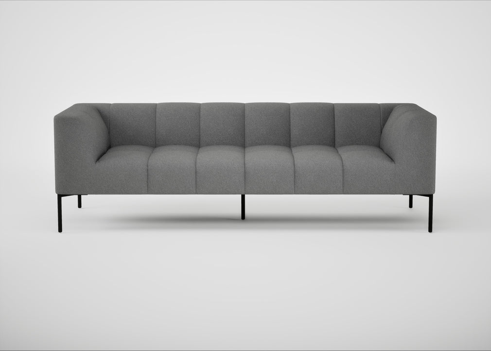 Quadro 4 Seater Sofa St Moritz Wool Light Grey / Black