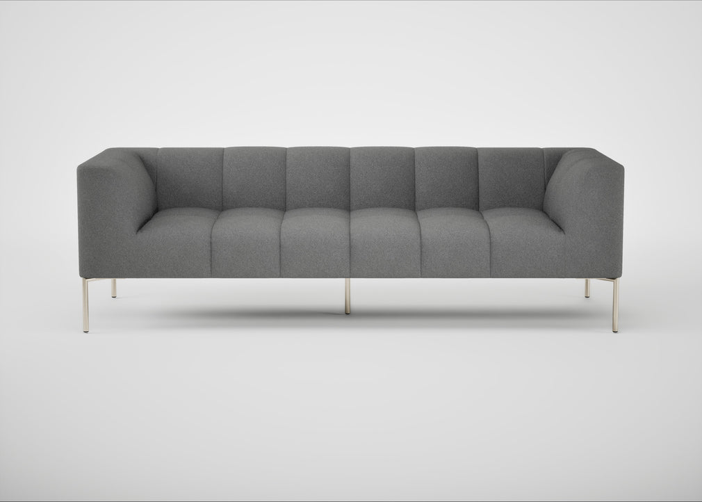 Quadro 4 Seater Sofa St Moritz Wool Light Grey / Stainless Steel