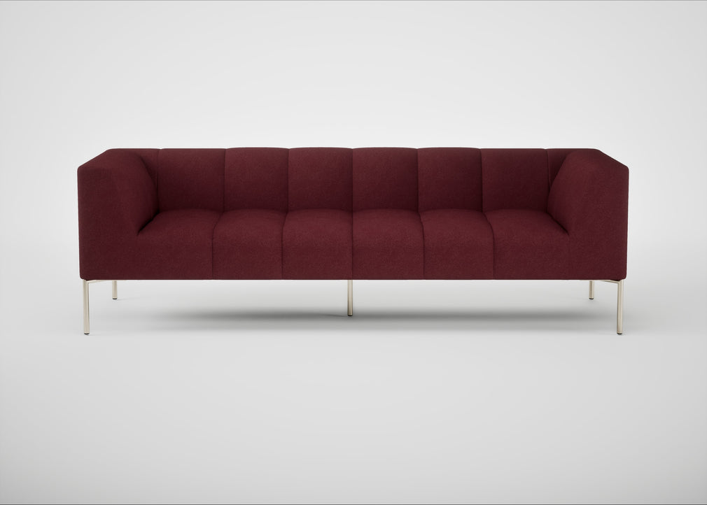 Quadro 4 Seater Sofa St Moritz Wool Red / Stainless Steel