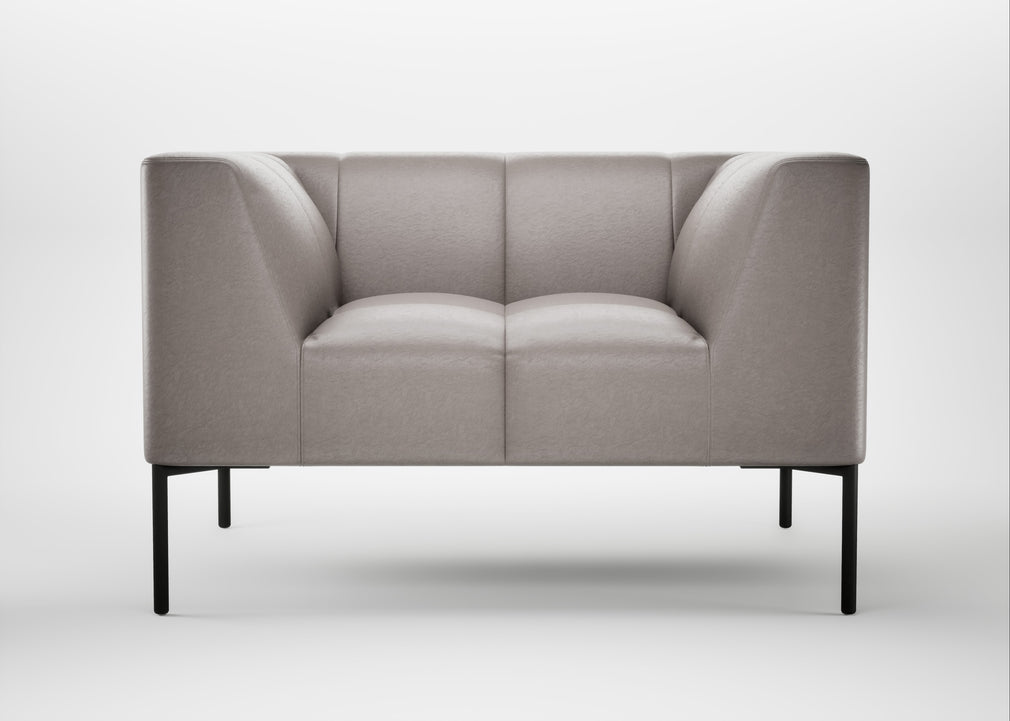 Quadro Armchair Daino Leather Elephant / Black