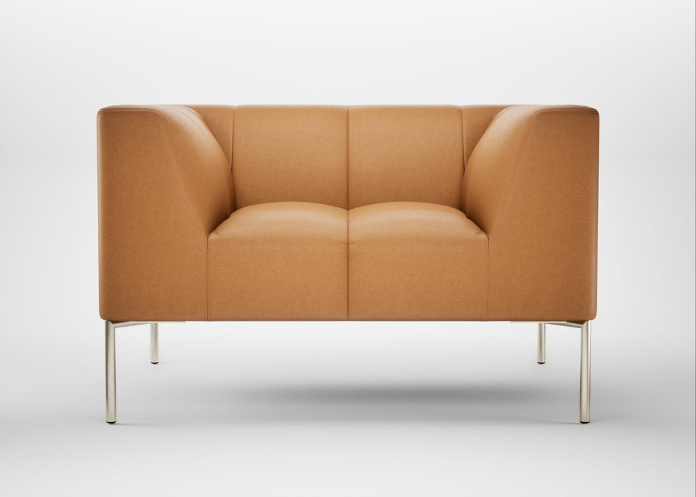 Quadro Armchair Daino Leather Parchment / Stainless Steel