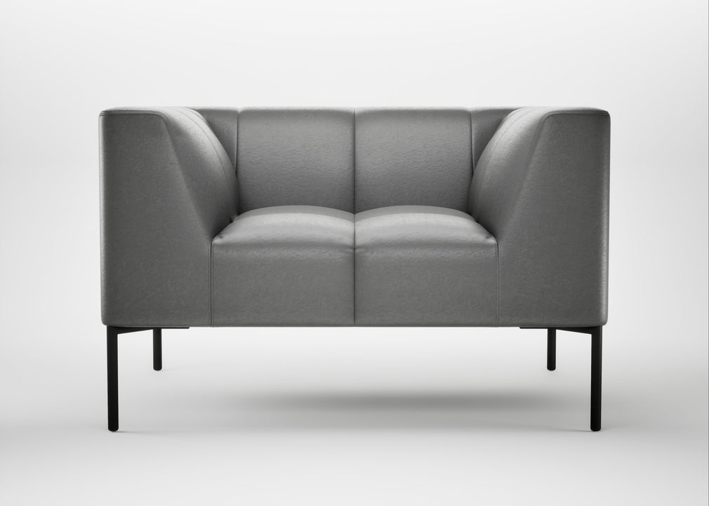 Quadro Armchair Daino Leather Steel / Black