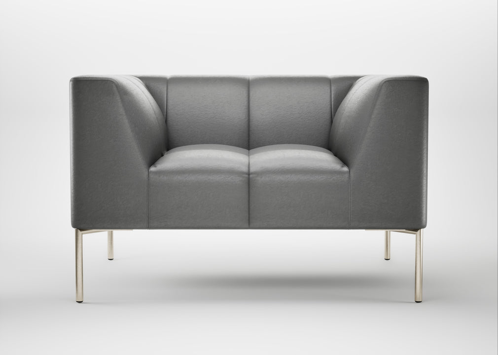 Quadro Armchair Daino Leather Steel / Stainless Steel