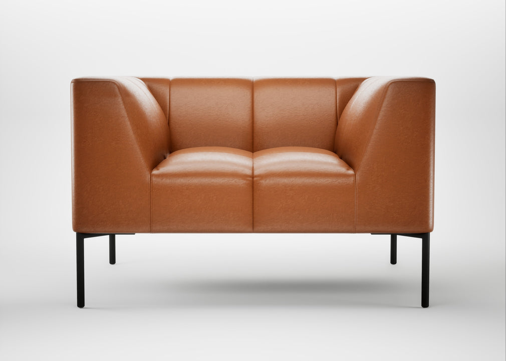 Quadro Armchair Daino Leather Treacle / Black