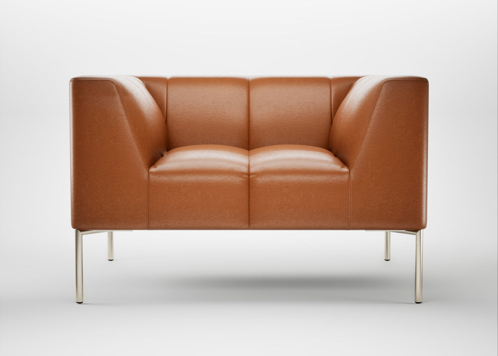 Quadro Armchair Daino Leather Treacle / Stainless Steel