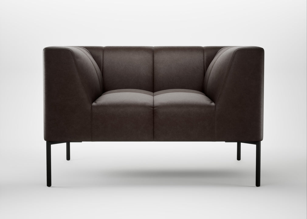 Quadro Armchair Leather Grain Chocolate 066 / Black