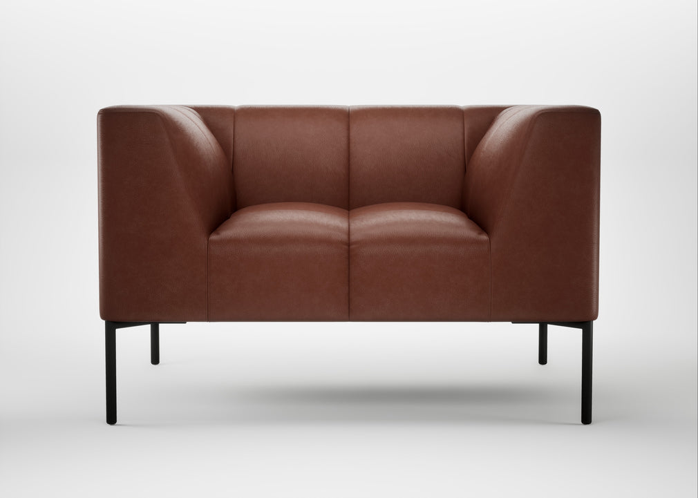 Quadro Armchair Leather Grain Dark Brown 068 / Black