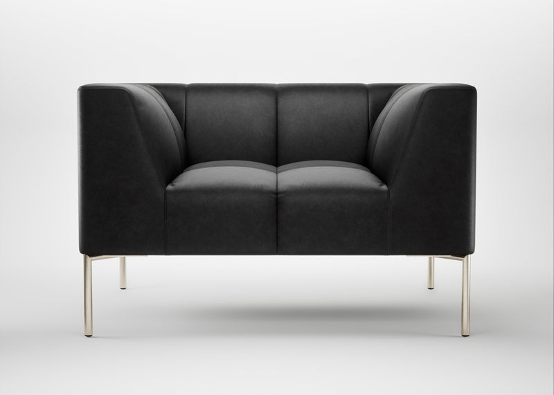 Quadro Armchair Leather Grain Graphite 063 / Stainless Steel