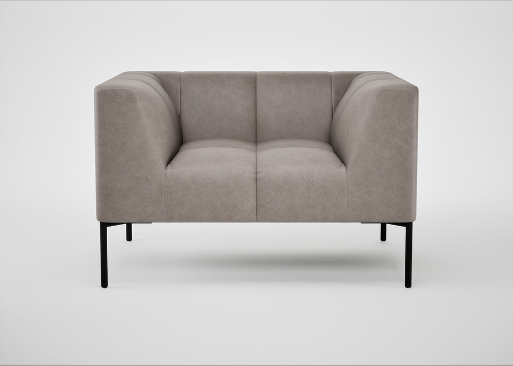 Quadro Armchair Leather Grain Light Grey 060 / Black
