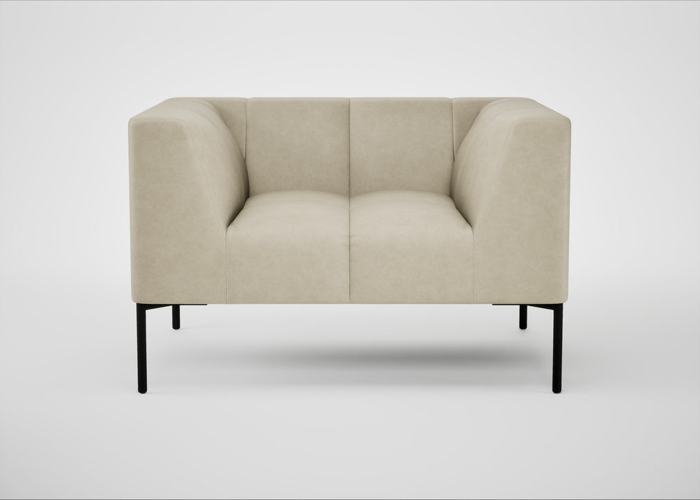 Quadro Armchair Leather Grain Storm 006 / Black