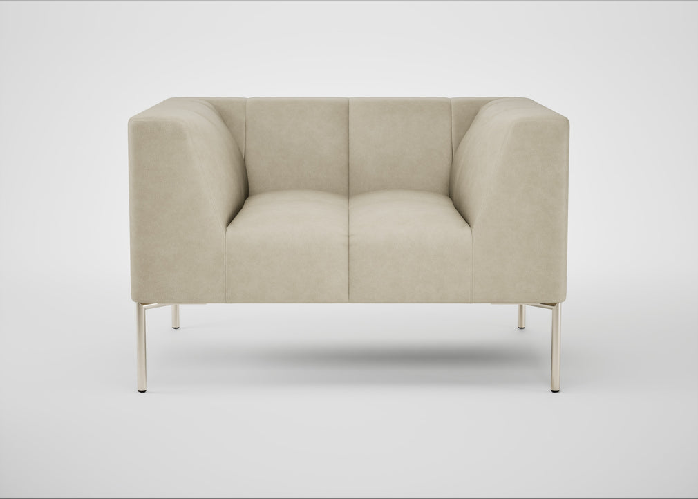 Quadro Armchair Leather Grain Storm 006 / Stainless Steel