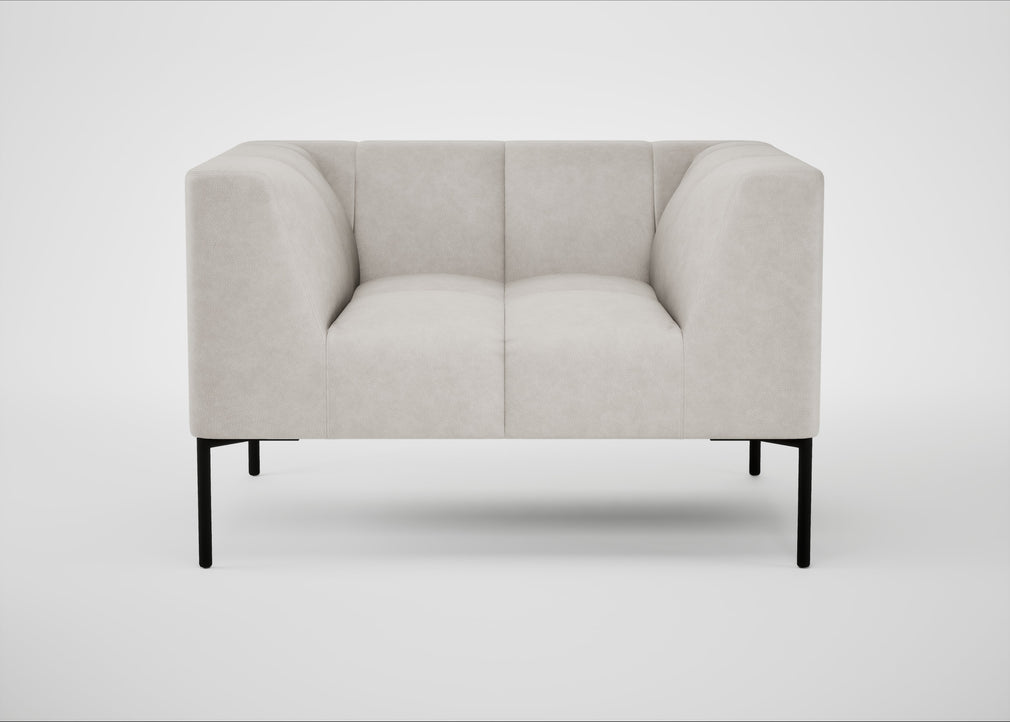 Quadro Armchair Leather Grain White 000 / Black