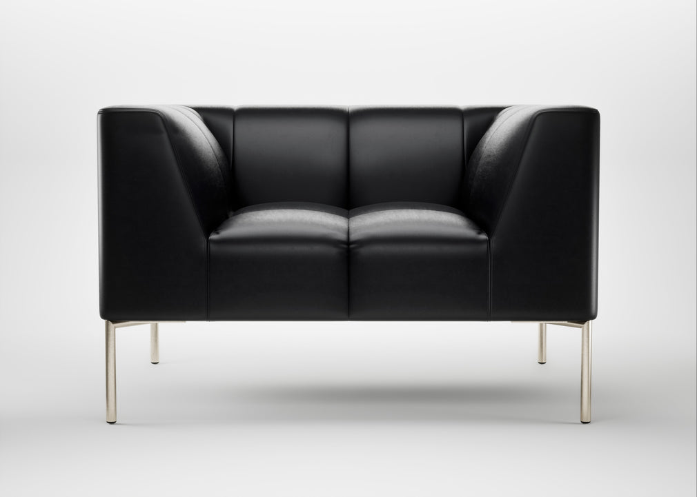 Quadro Armchair Leather Stonewash Black 263 / Stainless Steel