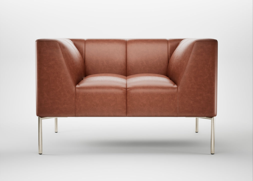 Quadro Armchair Leather Stonewash Light Brown 274 / Stainless Steel