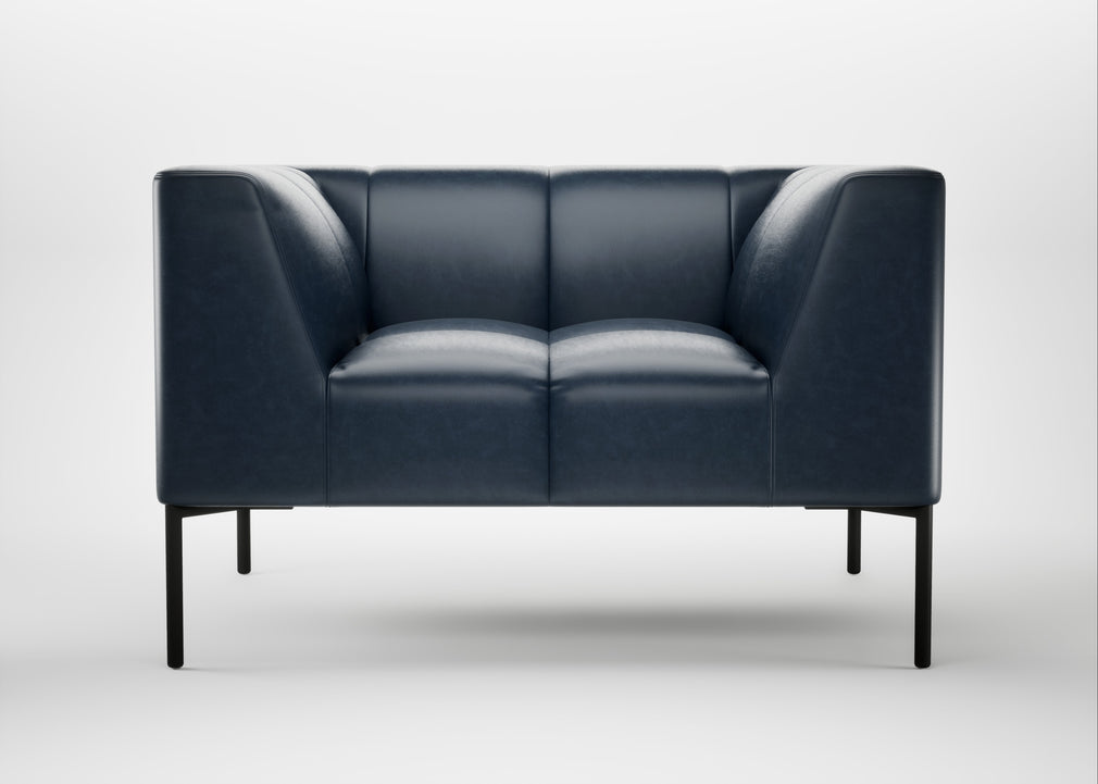 Quadro Armchair Leather Stonewash Navy Blue 279 / Black