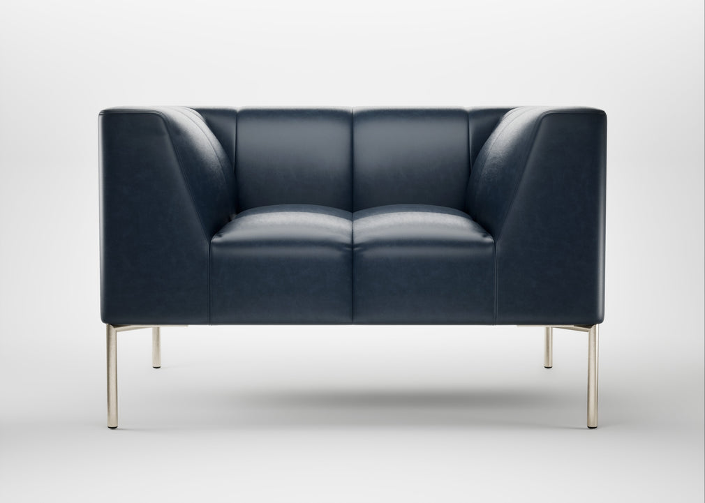 Quadro Armchair Leather Stonewash Navy Blue 279 / Stainless Steel