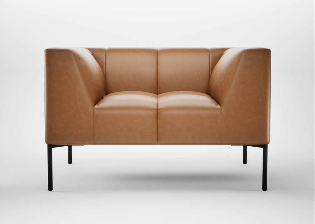 Quadro Armchair Leather Stonewash Toffee 277 / Black