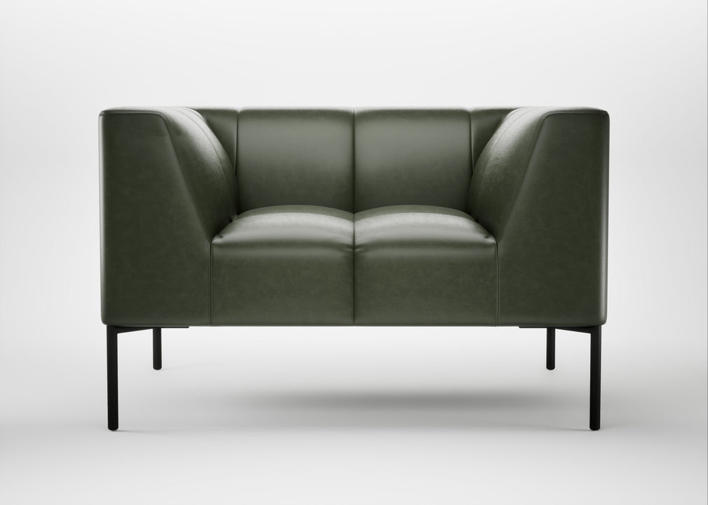 Quadro Armchair Leather Stonewash Vintage Green 278 / Black