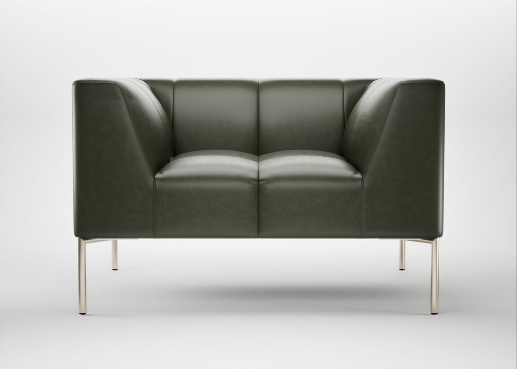 Quadro Armchair Leather Stonewash Vintage Green 278 / Stainless Steel