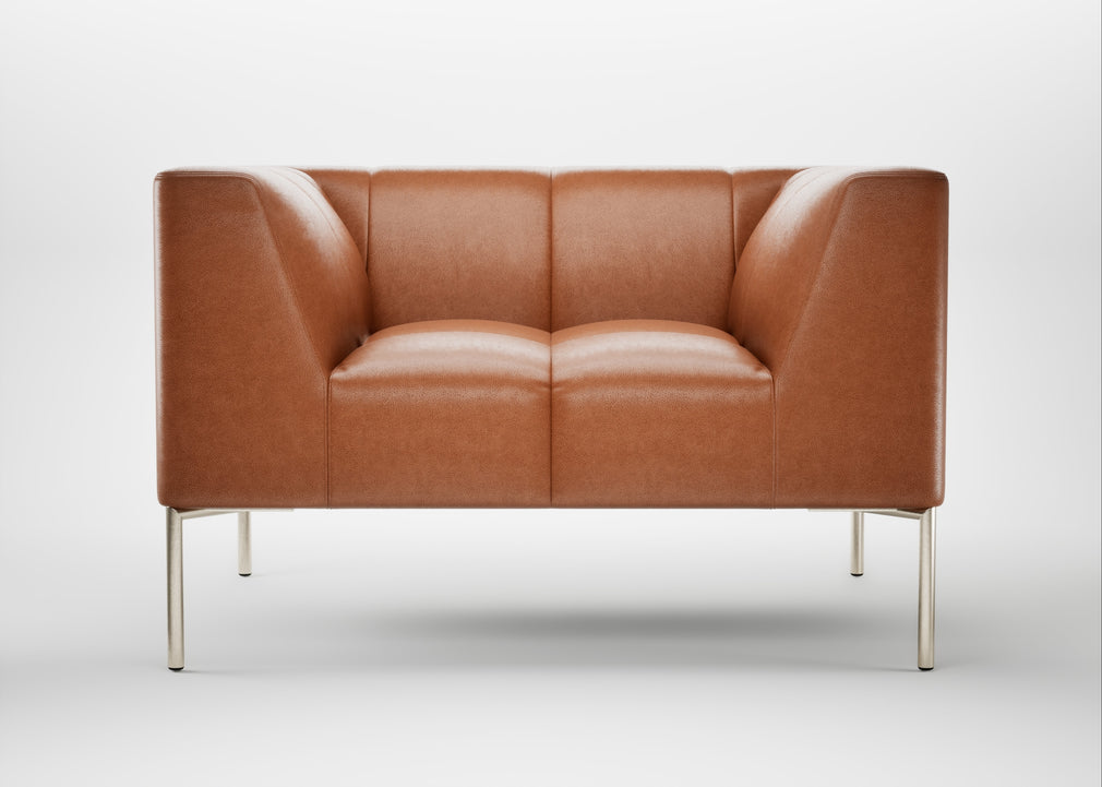 Quadro Armchair Linea Leather Brown 680 / Stainless Steel