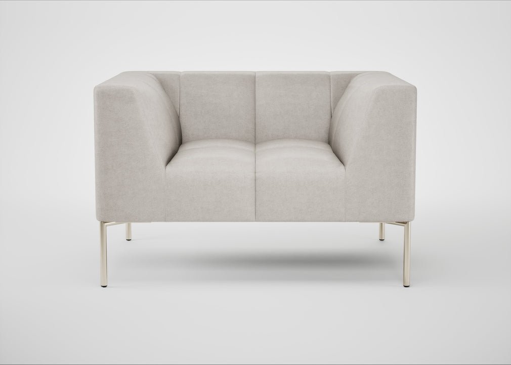 Quadro Armchair Linea Leather White 634 / Stainless Steel