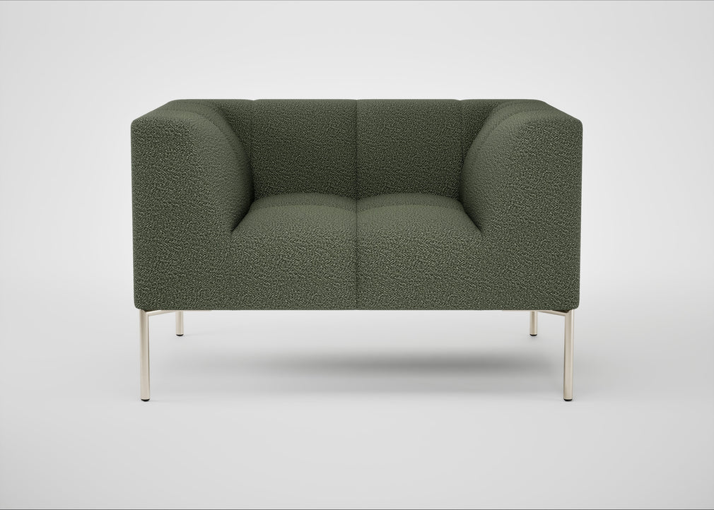 Quadro Armchair Loop Boucle Forest / Stainless Steel