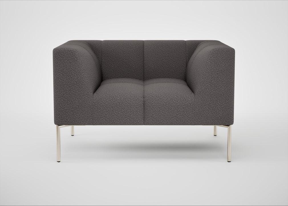 Quadro Armchair Loop Boucle Granite / Stainless Steel