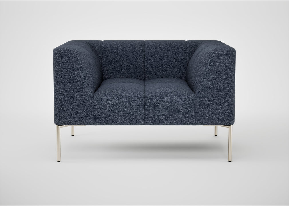 Quadro Armchair Loop Boucle Navy / Stainless Steel