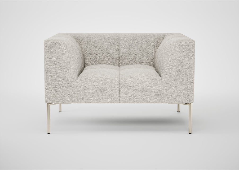 Quadro Armchair Loop Boucle Polar / Stainless Steel