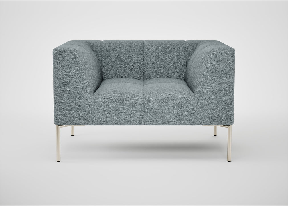 Quadro Armchair Loop Boucle Sky / Stainless Steel
