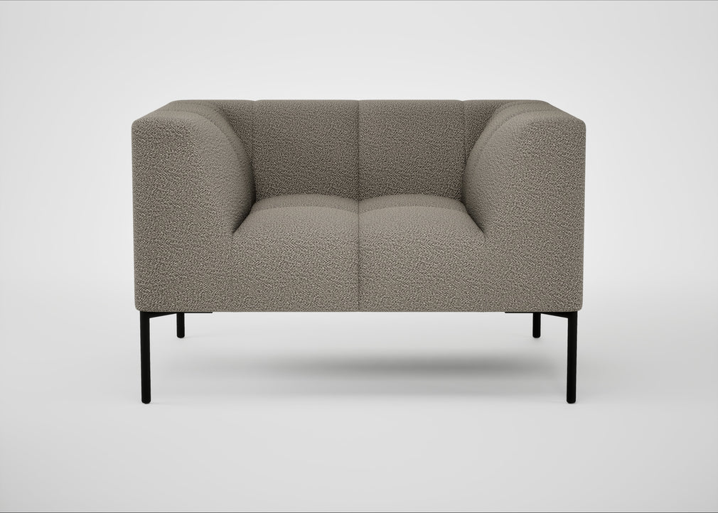 Quadro Armchair Loop Boucle Taupe / Black