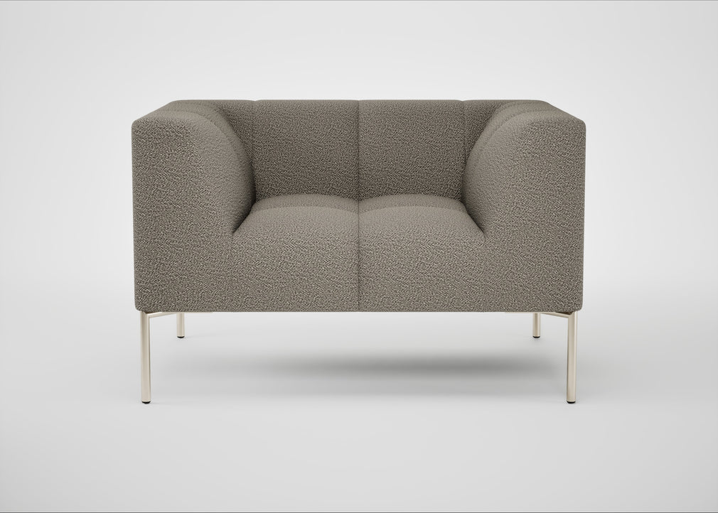 Quadro Armchair Loop Boucle Taupe / Stainless Steel