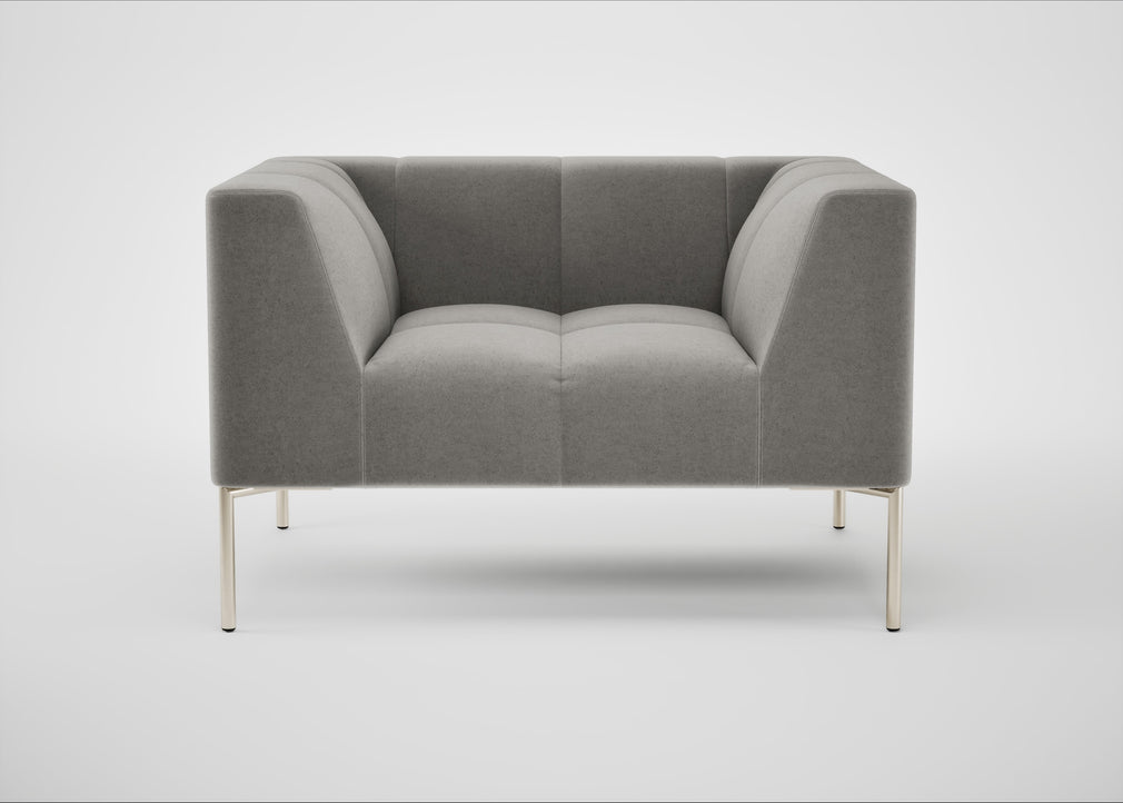 Quadro Armchair Nobilis Velvet Dolphin / Stainless Steel